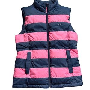 Vineyard Vines Navy and Pink Quilted Vest